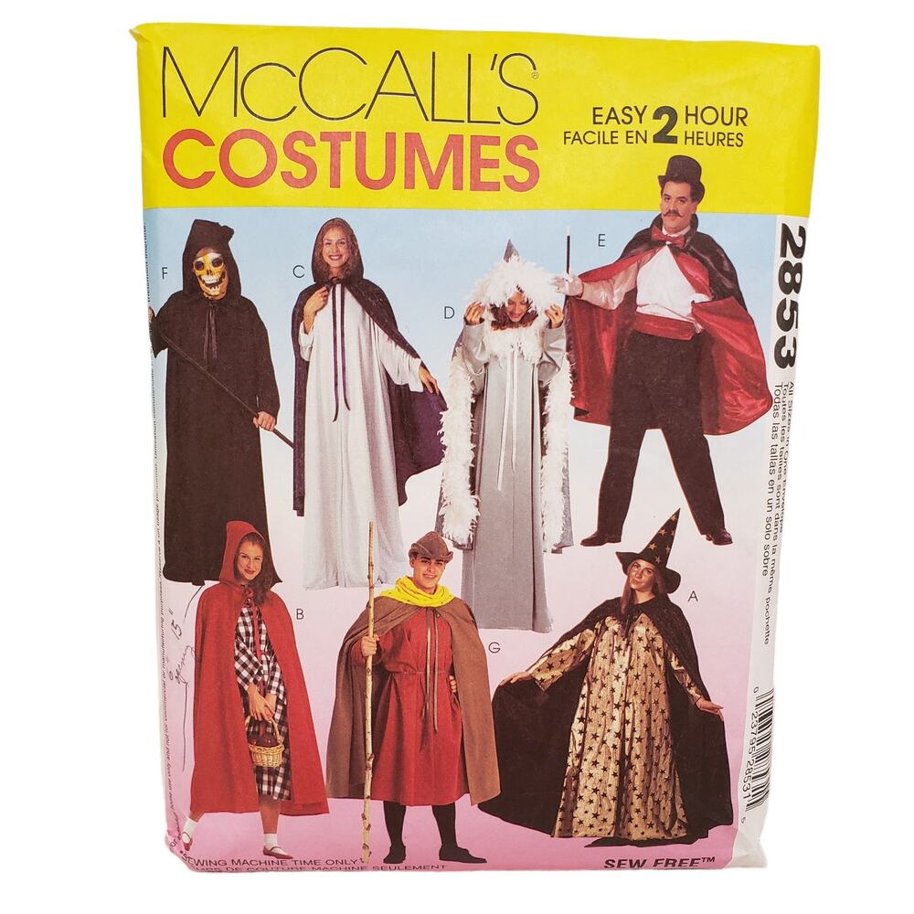Vintage Sewing McCalls Costume Halloween Costume Sewing Patterns Easy 2 Hour